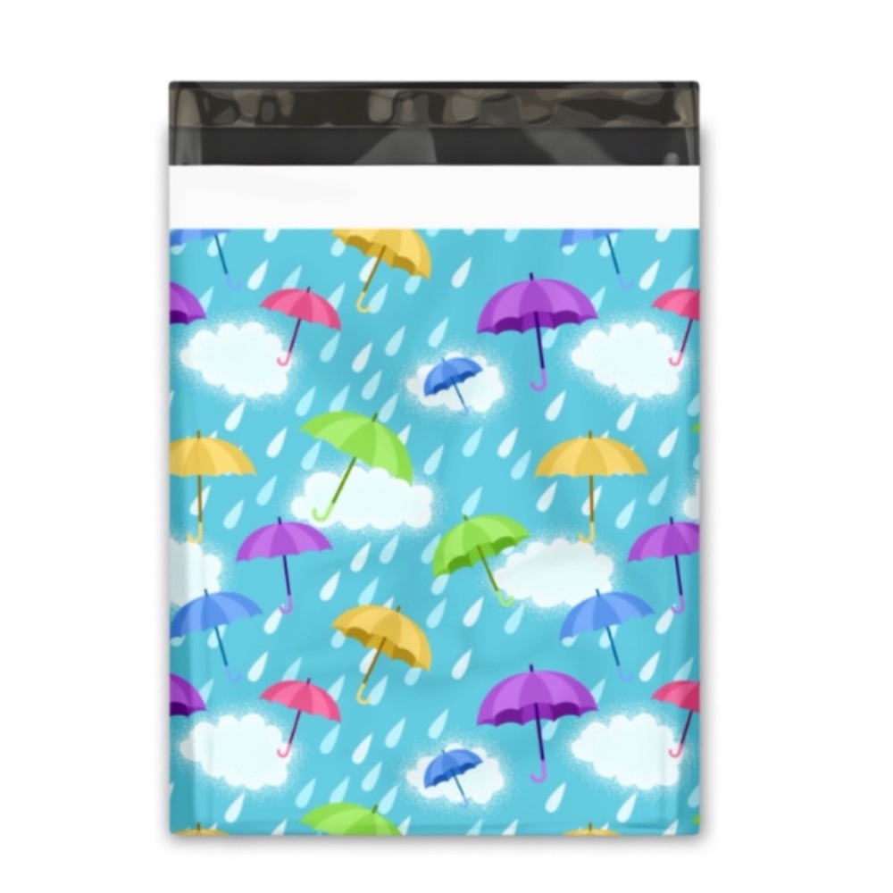 🆕 ☔️Rainy Day Colourful Umbrella Pattern Poly Mailers Seller Shipping Bags 10